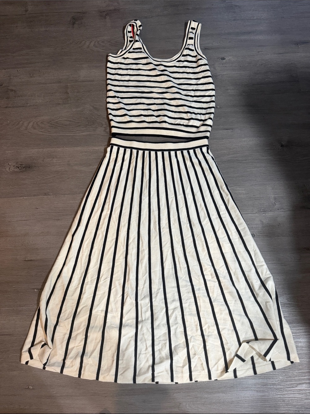 Boden Cream and Black Striped 2 piece tank top and long skirt size m and 6